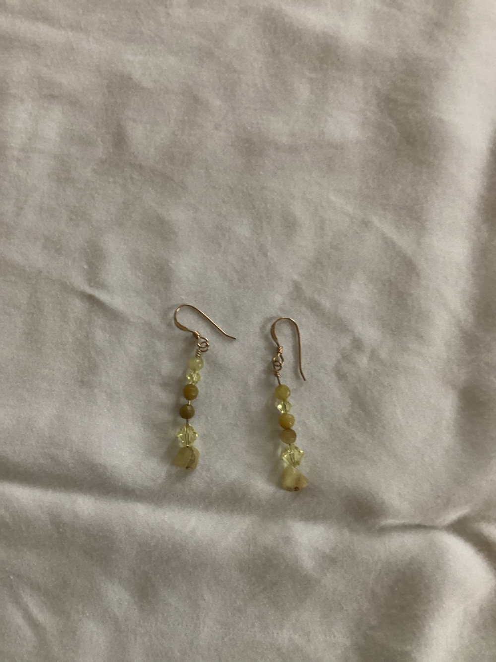 Yellow Beaded Drop Earrings - Unbranded